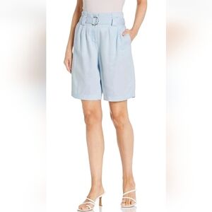 NEW GUESS Women's Maece High Rise Paper bag Waist Bermuda Shorts Baggy Blue  10